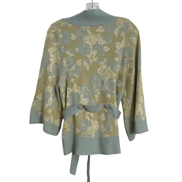 Anthropologie Moth Blue and Cream Floral Cardigan - Picture 5 of 8